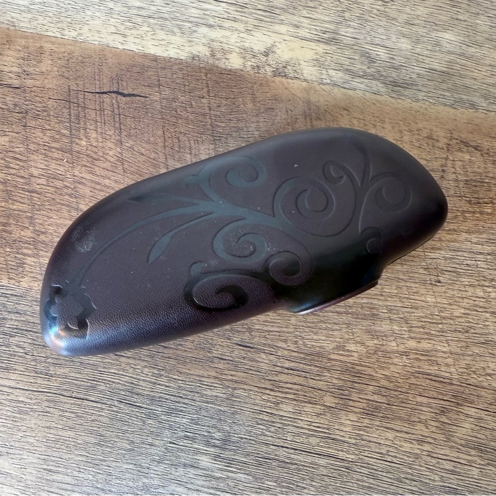 KOALI Black Brown Morel Clamshell Sunglasses Case Hard Filagree Eyeglasses Lime - Picture 4 of 8